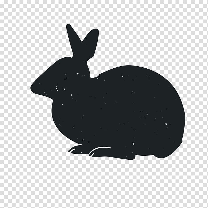 Domestic rabbit Animal Black and white, Animal Silhouettes transparent background PNG clipart