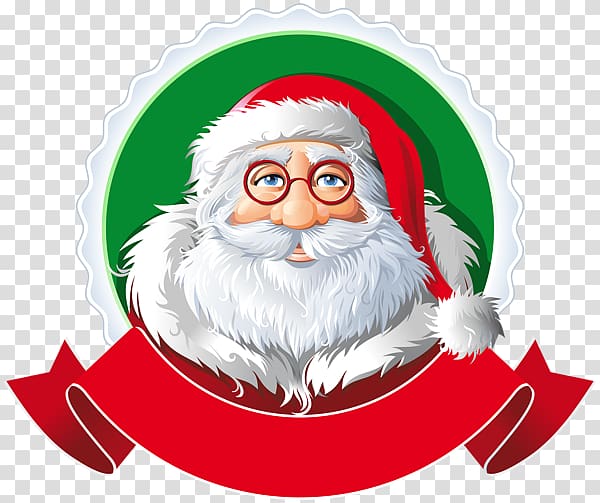 Santa Claus Christmas , red banner transparent background PNG clipart