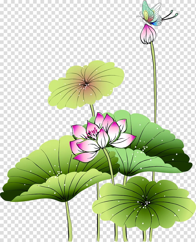 Paper Painting Poster , Hand-painted lotus fresh green decoration transparent background PNG clipart