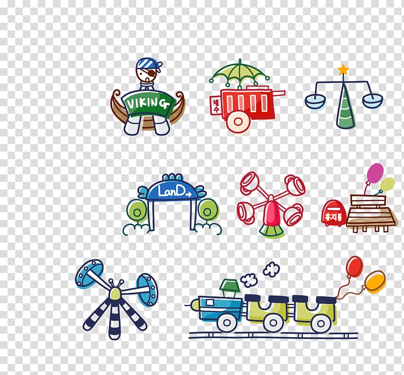 Amusement park Cartoon Flat design Illustration, Cartoon theme park transparent background PNG clipart