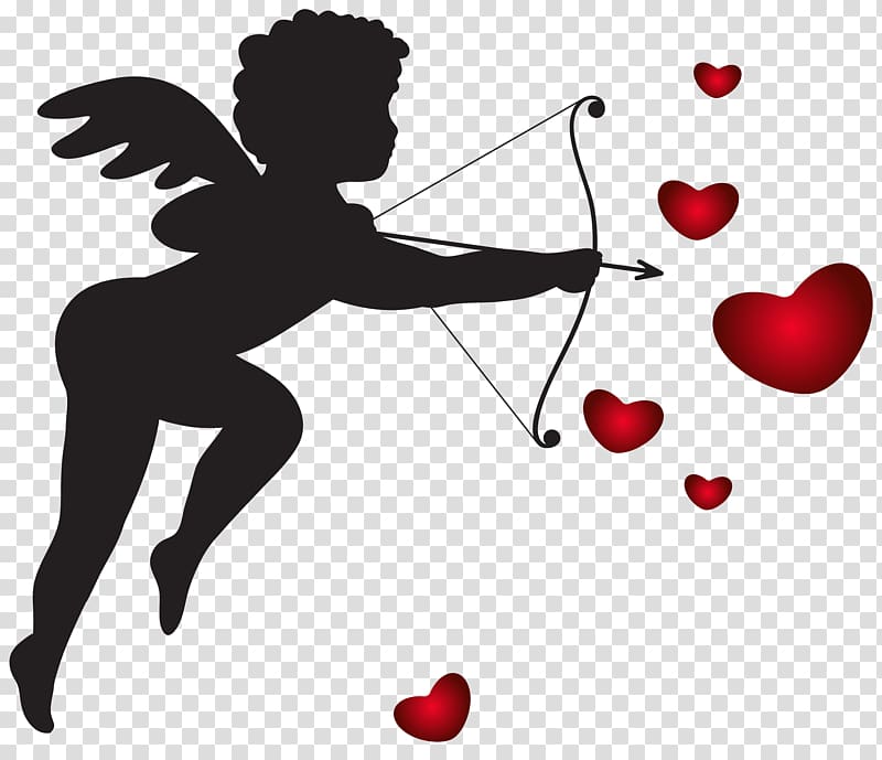 cupid and hearts illustration, Valentine\'s Day , Cupid with Bow and Hearts Imag transparent background PNG clipart