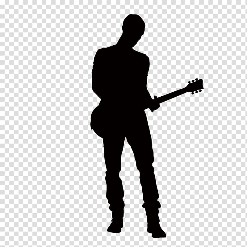 silhouette man holding guitar , Guitarist Silhouette, Musical elements,That handsome man with guitar transparent background PNG clipart