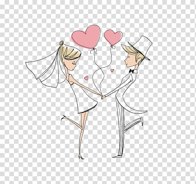 man and woman character illustration, Bridegroom Wedding Illustration, Bride and groom transparent background PNG clipart