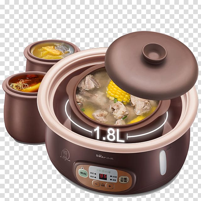 Congee Edible birds nest Simmering Clay pot cooking pot, Multi-function rice cooker transparent background PNG clipart
