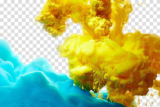 yellow and teal smokes, Paint Splash Abstract art, smoke transparent background PNG clipart