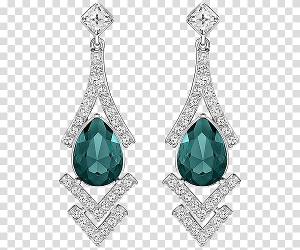 Earring Swarovski AG Jewellery Necklace, Swarovski Jewellery,Green earrings transparent background PNG clipart