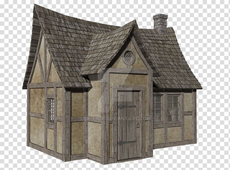 brown house illustration, Hut Middle Ages House Roof Facade, house transparent background PNG clipart