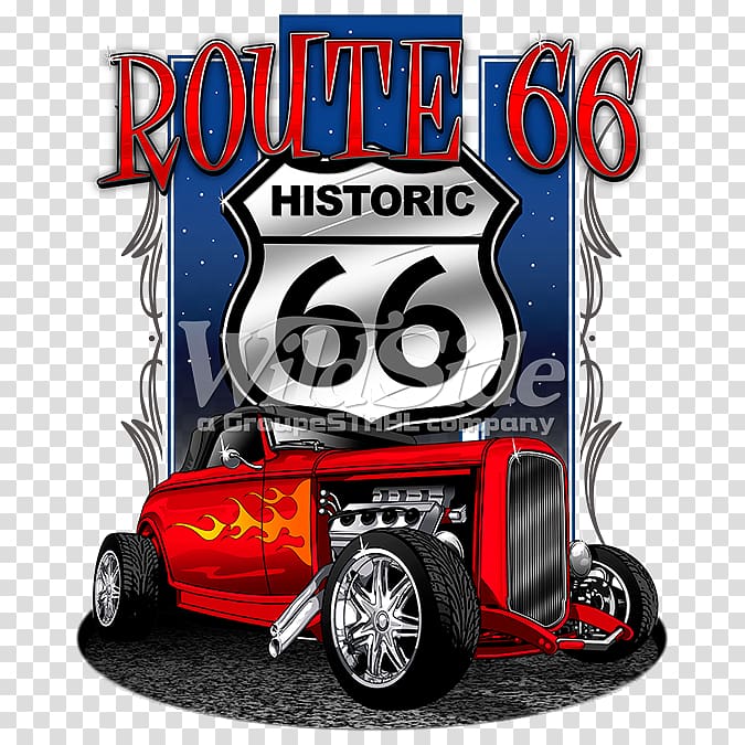 U.S. Route 66 T-shirt Car Hot rod Rat rod, T-shirt transparent background PNG clipart