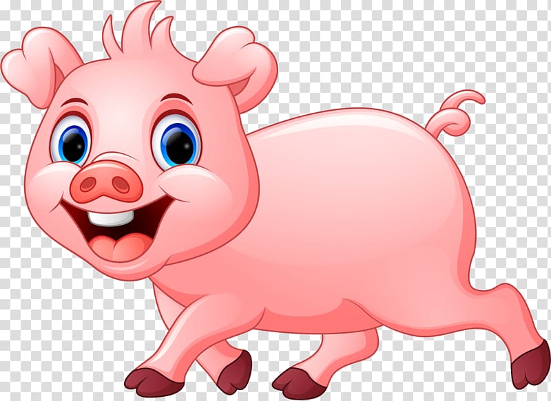 pink cartoon piggy transparent background PNG clipart