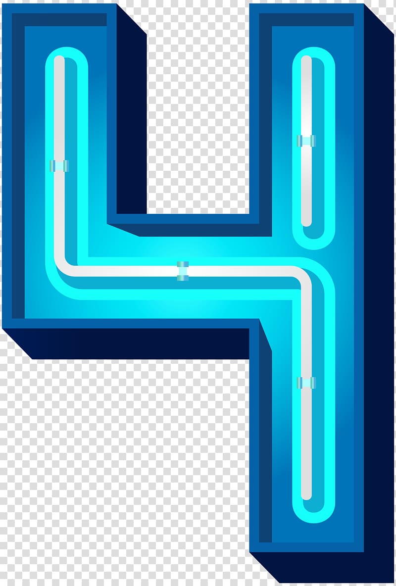Blue , Number Four Blue Neon transparent background PNG clipart