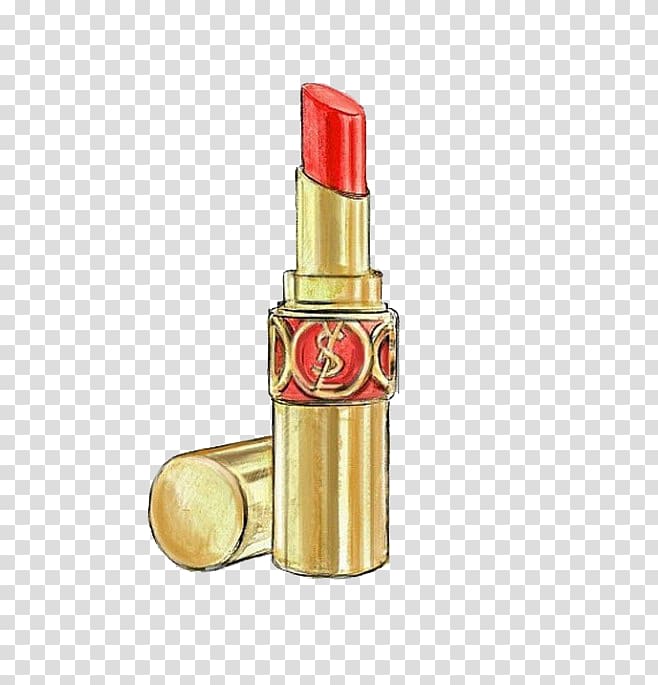red lipstick , Lipstick Chanel Yves Saint Laurent Cosmetics Watercolor painting, Lipstick transparent background PNG clipart
