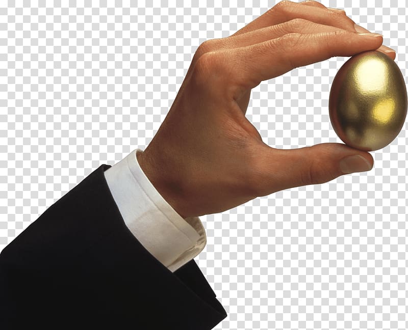 person holding gold-colored egg, Golden Egg transparent background PNG clipart