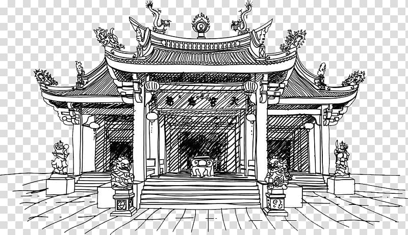 temple illustration, China Chinese temple , Sketching; temples; ancient temples transparent background PNG clipart