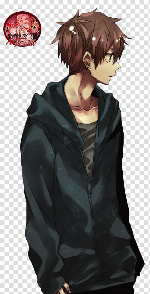 Anime Brown hair Boy Blue hair, Manga boy transparent background PNG clipart