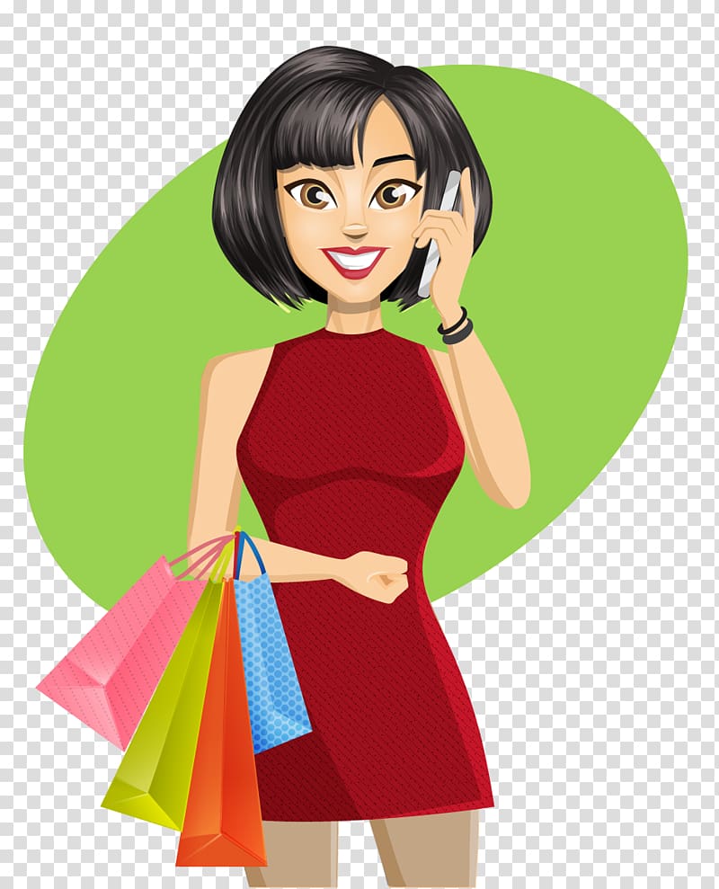 Shopping Cartoon Woman, line woman transparent background PNG clipart