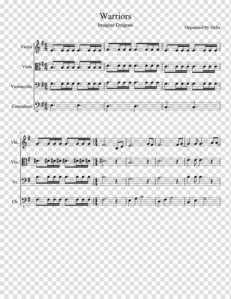 Imagine Dragons Sheet Music Violin Double bass, Imagine dragons transparent background PNG clipart