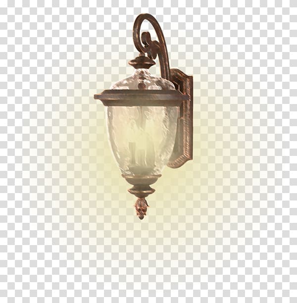 lighted brass sconce, Lighting Lamp, Night lamp transparent background PNG clipart
