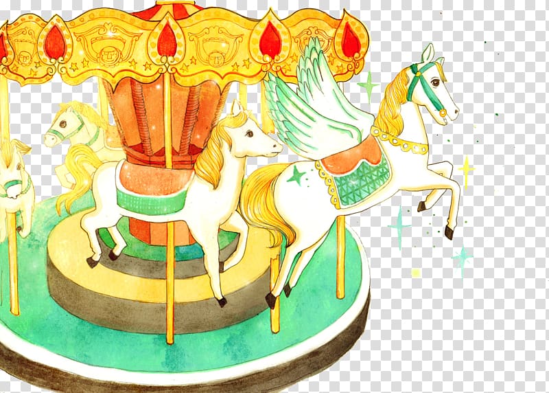 Carousel Torte Cake Fondant icing Illustration, Pegasus painted transparent background PNG clipart