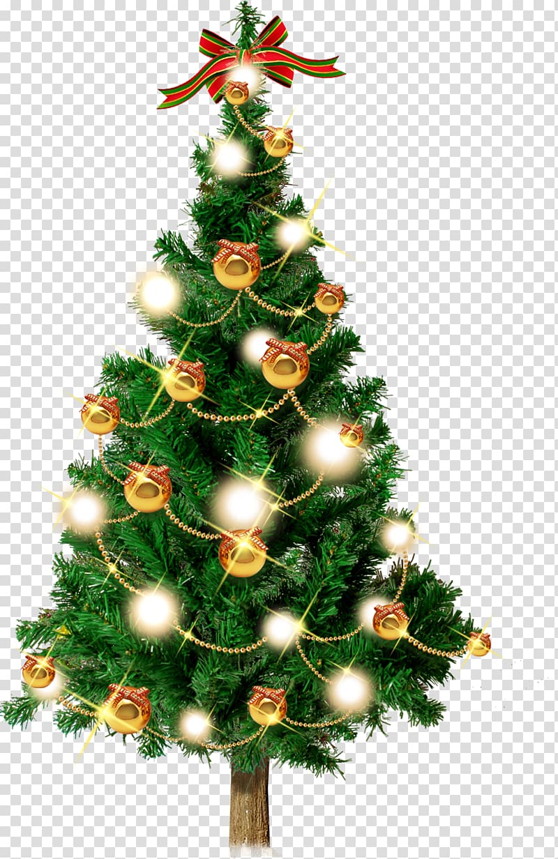 Santa Claus Christmas tree Christmas decoration Christmas ornament, Fir trees illuminating transparent background PNG clipart