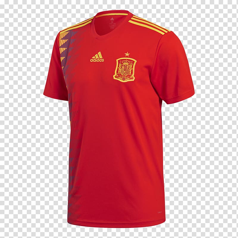 T-shirt Jersey Spain national football team Adidas, RUSSIA 2018 transparent background PNG clipart