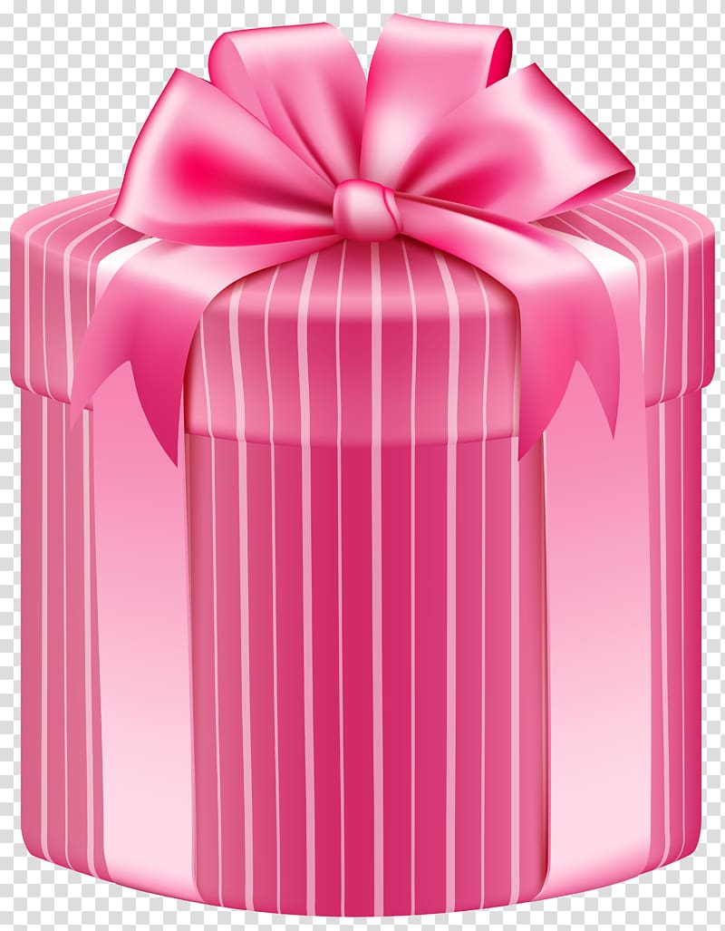 Gift Pink Decorative box , Striped Rectangle transparent background PNG clipart