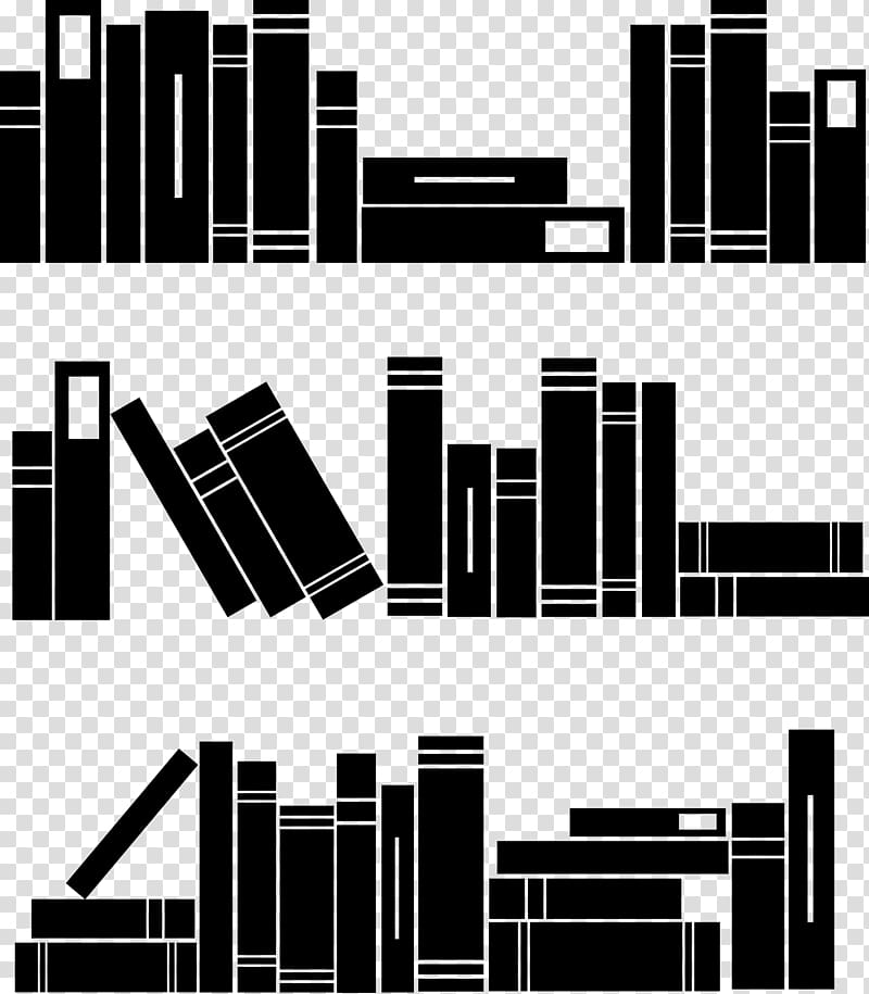 silhouette of pile books collage art, Book Silhouette , stacked transparent background PNG clipart