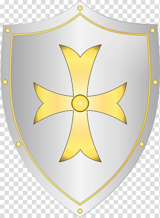 Silver And Yellow Shield Knight Shield Sword Cartoon