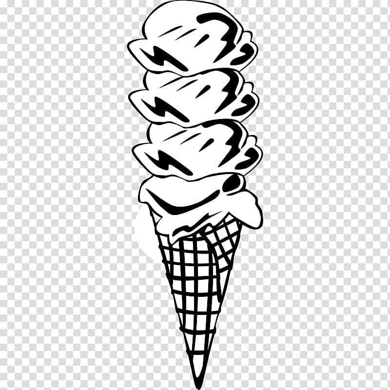 Ice cream cone Chocolate ice cream Waffle, Dessert Black transparent background PNG clipart