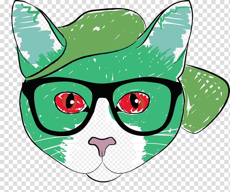 Cat Kitten Felidae Glasses , Lovely hand-painted cat transparent background PNG clipart