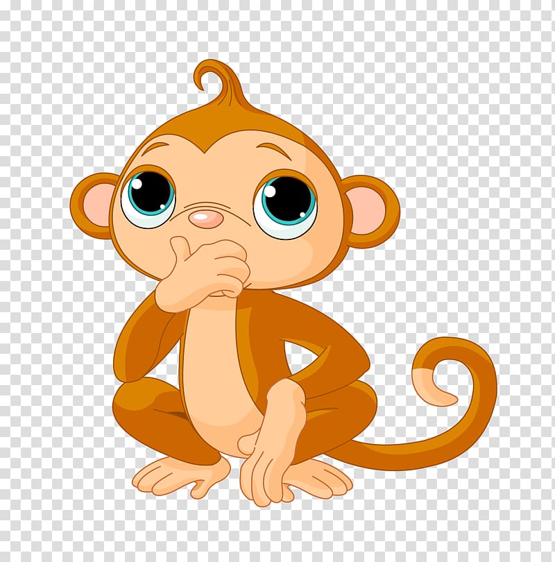 Monkey Drawing Free content , Thinking little monkey transparent background PNG clipart