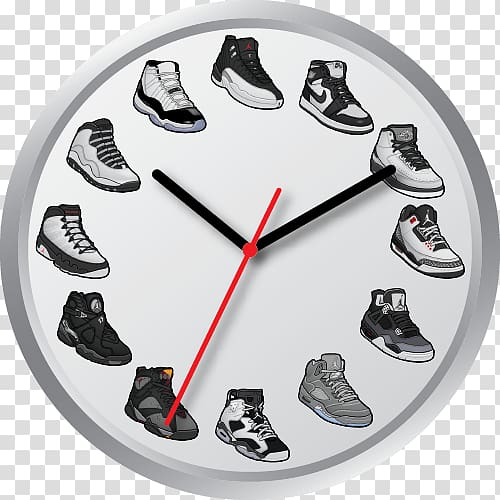 Air Jordan Clock Shoe Sneakers Sneaker collecting, white walls transparent background PNG clipart