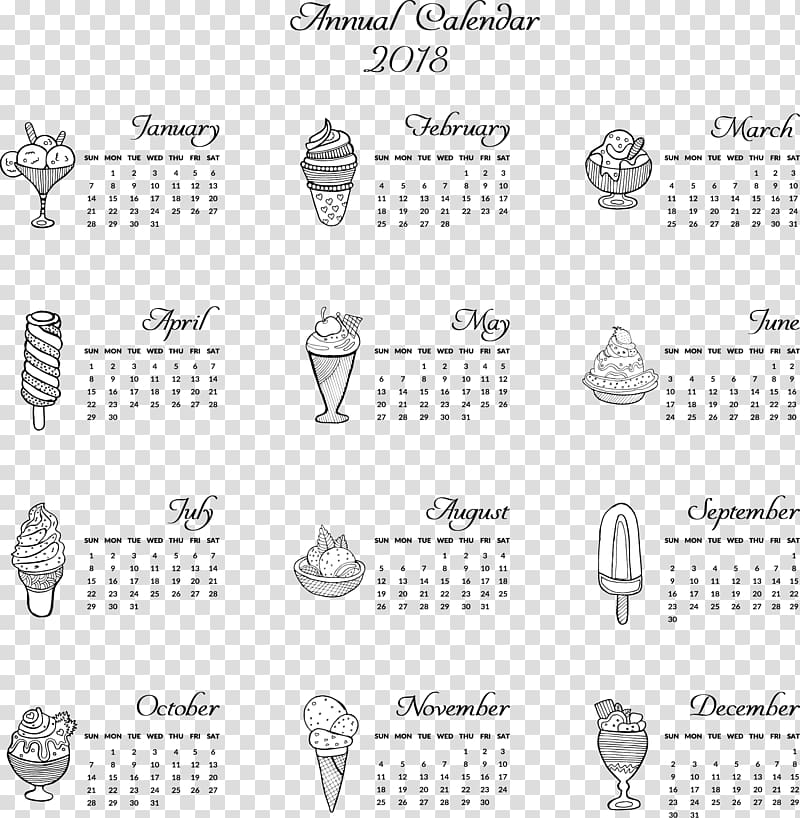 Calendar Euclidean Icon, Ice cream calendar template transparent background PNG clipart