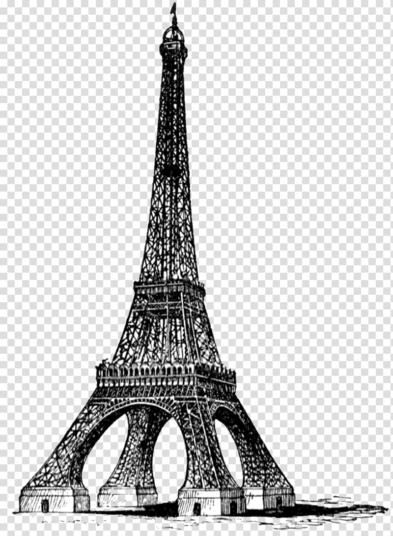gray and black Eiffel tower , Eiffel Tower Bw Full Vintage transparent background PNG clipart