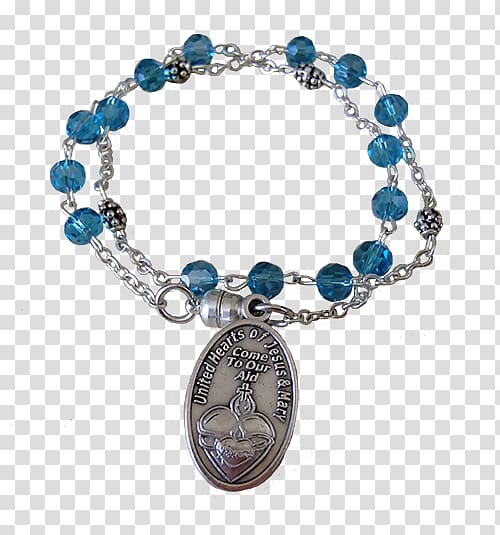 Bracelet Michael Decenario Rosary Raphael, medalla azul transparent background PNG clipart