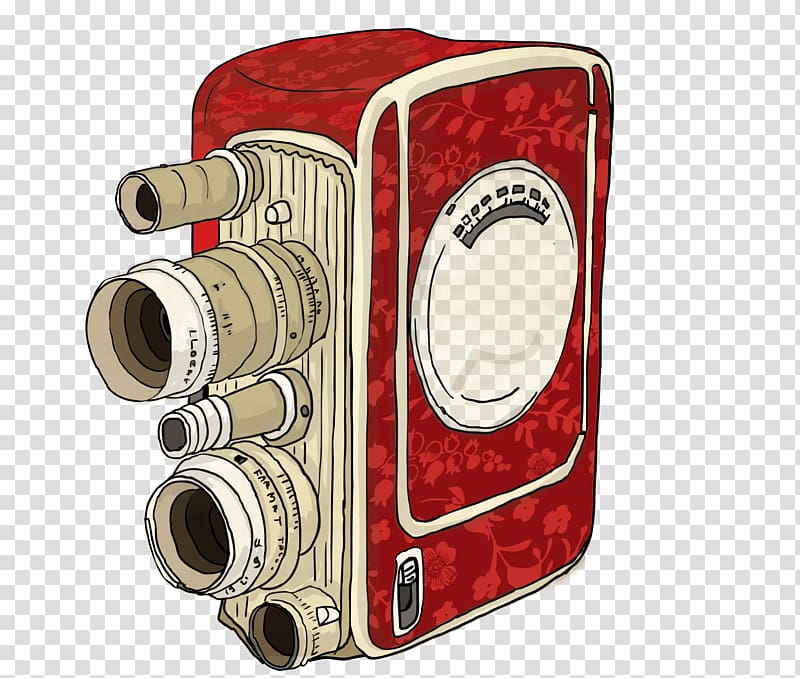 Camera Drawing, Red retro camera transparent background PNG clipart