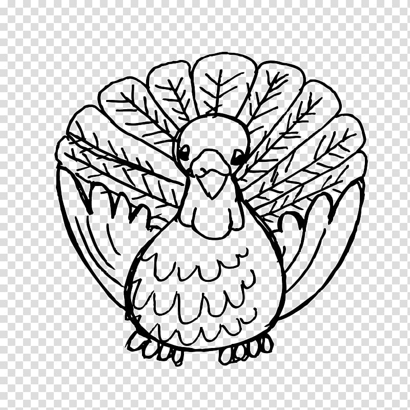 Thanksgiving Black and white Turkey meat , Turkey Line Art transparent background PNG clipart