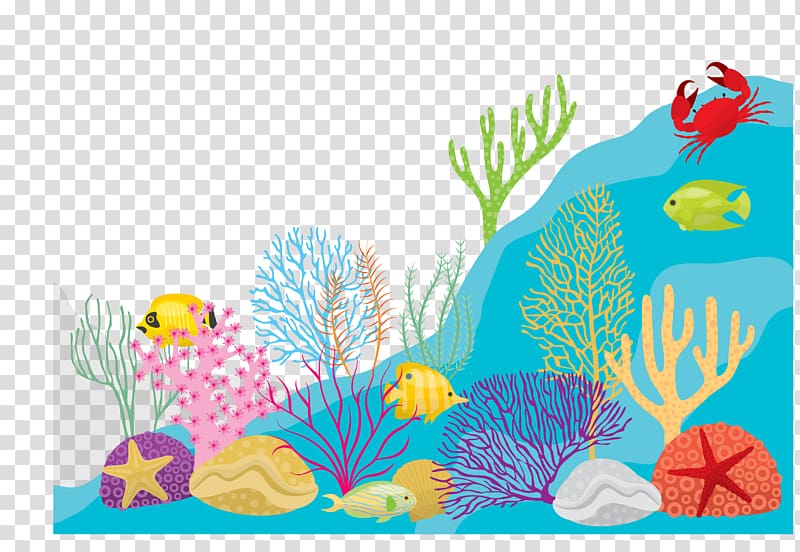 underwater illustration, Seabed Seaweed, seabed seaweed swimming fish transparent background PNG clipart