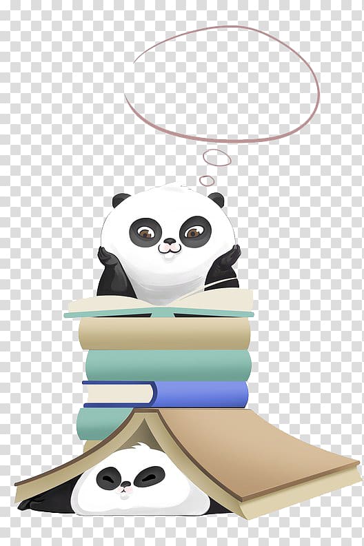 Chengdu Research Base of Giant Panda Breeding Drawing Illustration, Panda reading transparent background PNG clipart