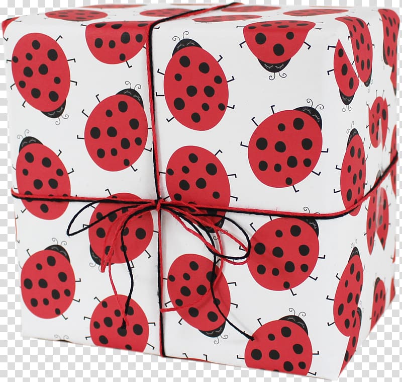 Polka dot Gift Wrapping Lady Bird, gift paper transparent background PNG clipart