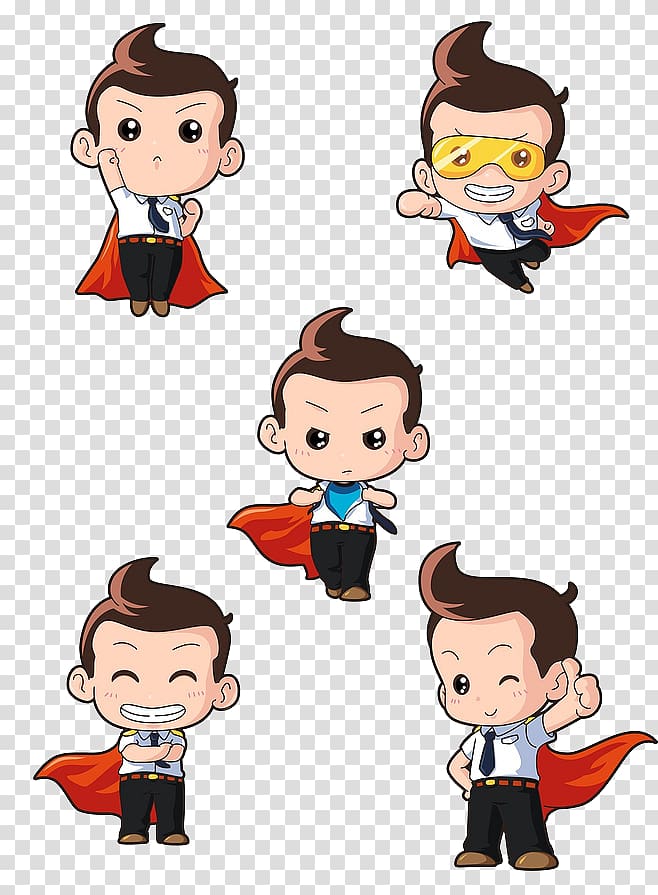 boy with red cape illustration, Clark Kent Cartoon, Superman transparent background PNG clipart