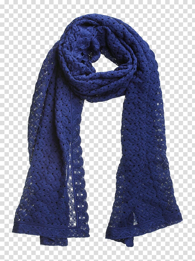 Scarf Shawl Cobalt blue Knitting, scarf transparent background PNG clipart