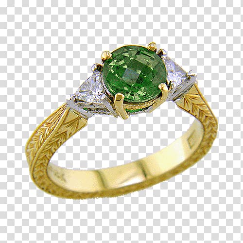 Emerald Ring Tsavorite Diamond Garnet, Emerald Gold Ring transparent background PNG clipart