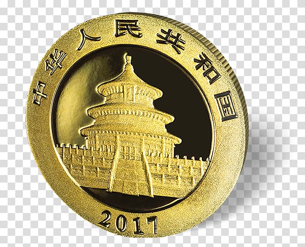Giant panda Chinese Gold Panda Bullion coin, gold transparent background PNG clipart