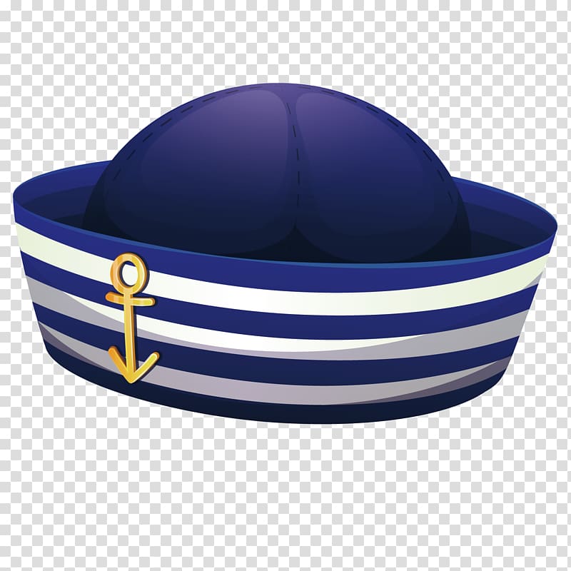 blue and white sailor cap illustration, Hat Drawing Illustration, sailor cap transparent background PNG clipart