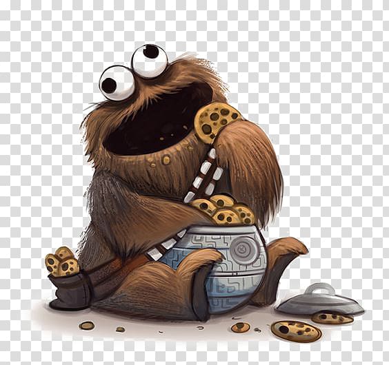 cookie monster illustration, Chewbacca Cookie Monster Anakin Skywalker Leia Organa Luke Skywalker, Hand-painted monster transparent background PNG clipart