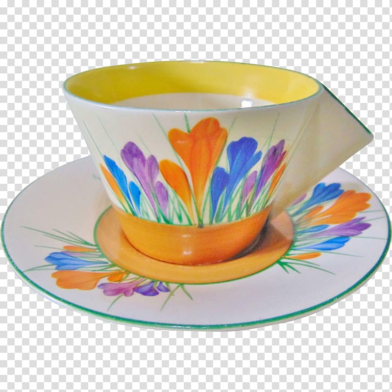 Tableware Saucer Teacup Coffee cup, crocus transparent background PNG clipart