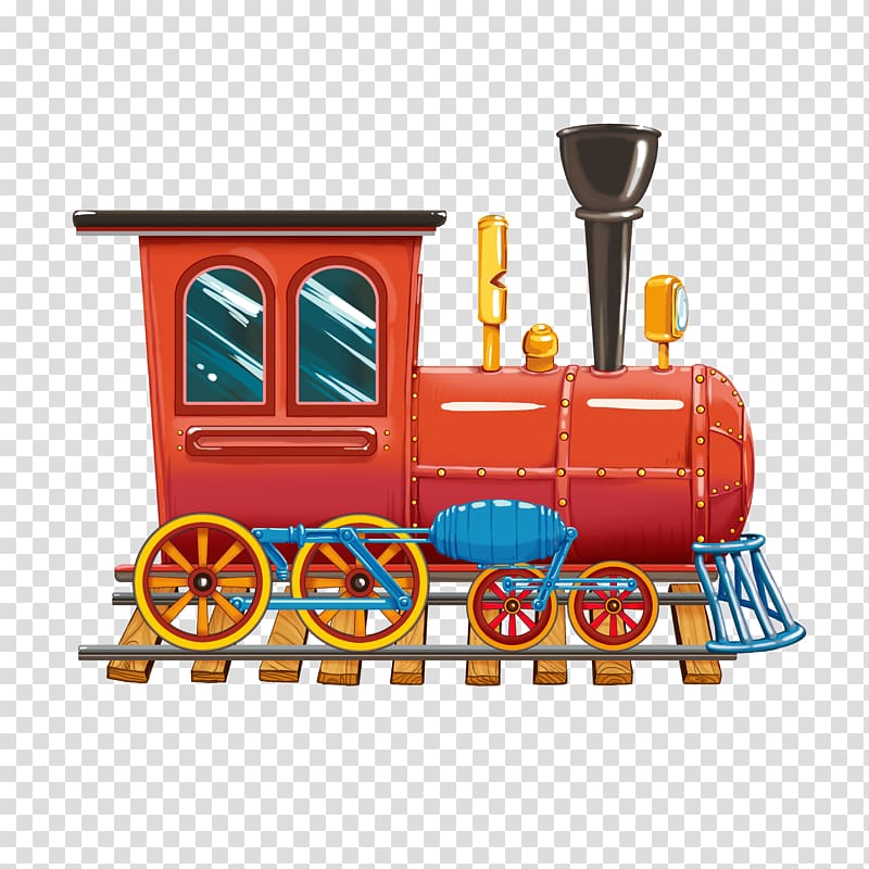 red train illustration, Train Toy Locomotive Computer file, Toy Train transparent background PNG clipart