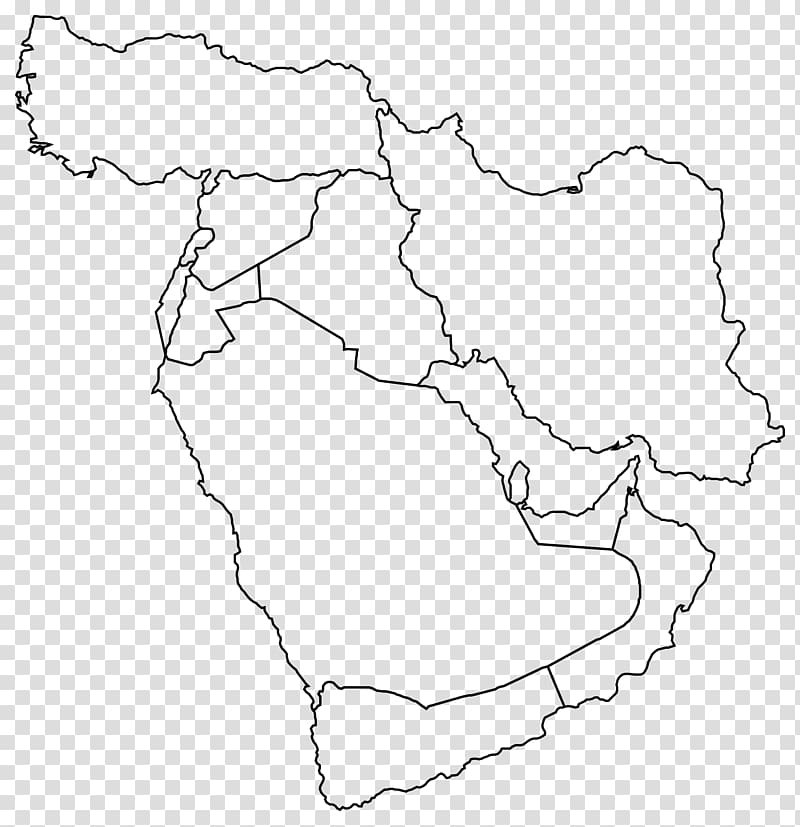 middle east map black and white