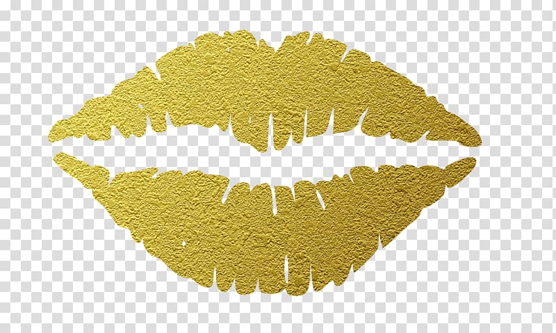 yellow lips illustration, Lip Kiss , gold glitter transparent background PNG clipart