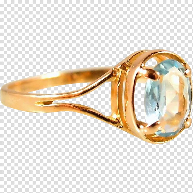 Engagement ring Jewellery Aquamarine Gold, ring transparent background PNG clipart